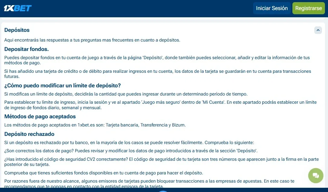 Depósito para activar bono en 1xBet