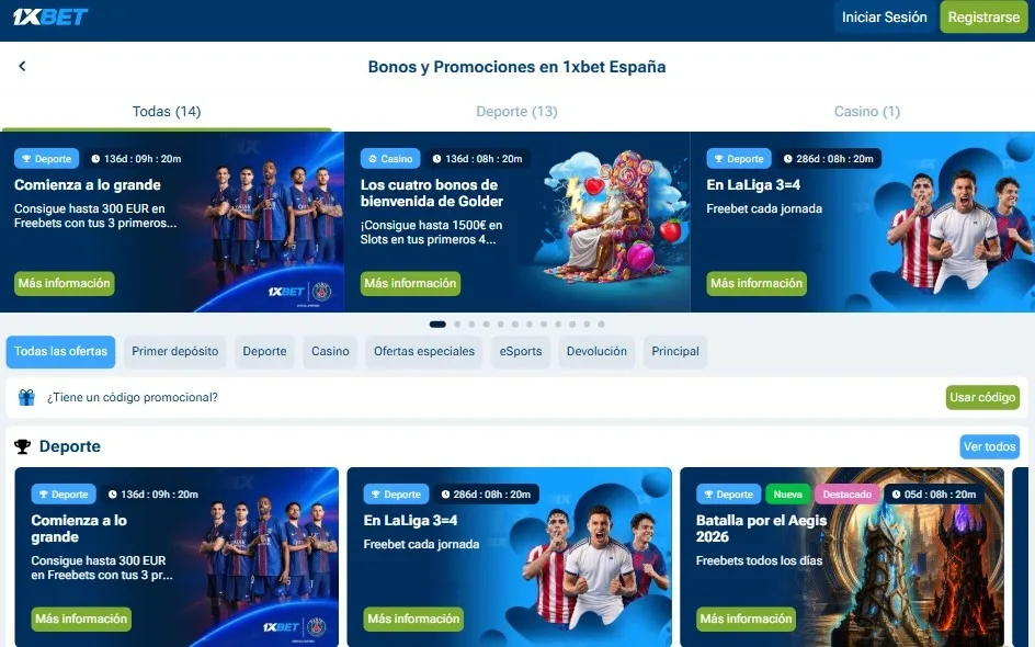 Bonos regulares 1xBet para usuarios verificados