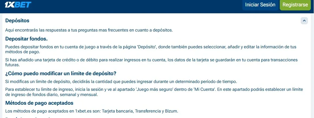 Opciones de pago rápidas en 1xBet